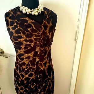 Enfocus Studio NWT Elegant Black and Brown cheetah print Women's Dress size 8